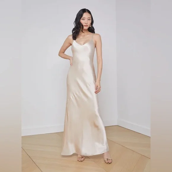L’AGENCE Serita Silk Gown in Champagne - Picture 3 of 8
